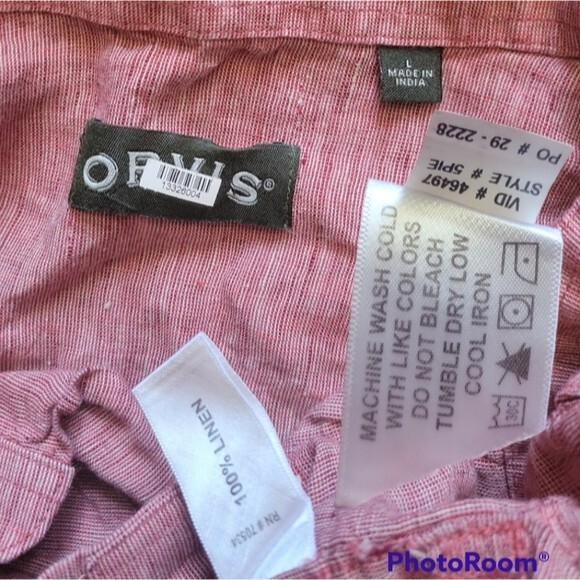 ORVIS RED LINEN BUTTON DOWN SHIRT - L - Picture 5 of 10